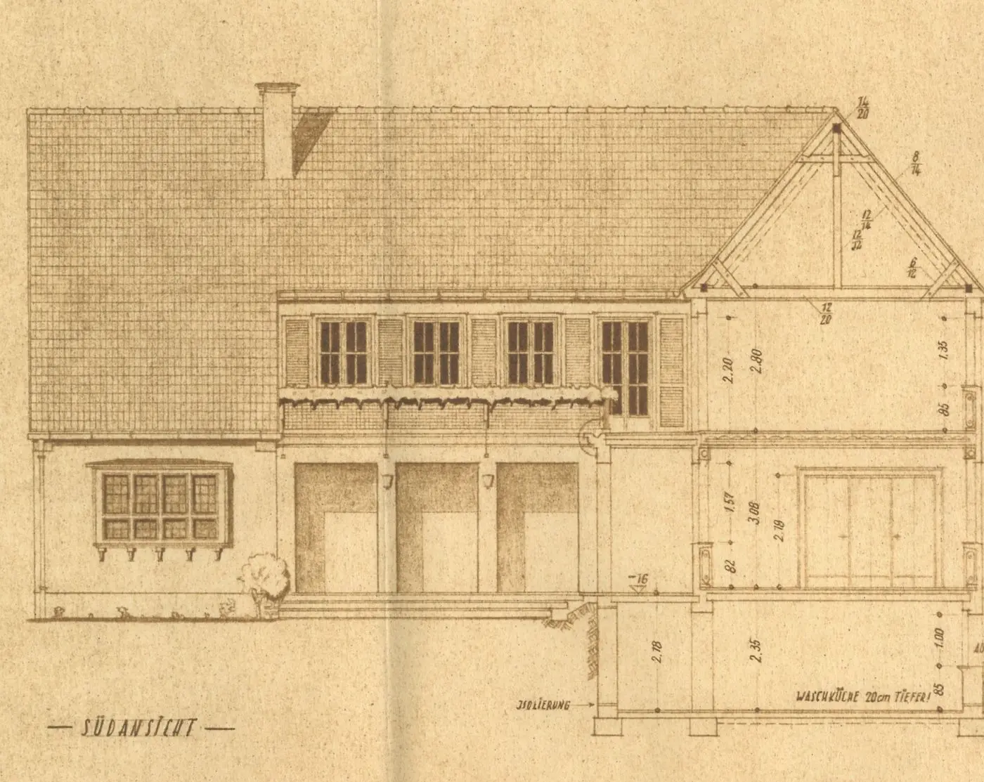 Wiegand und Flagmeyer, Bauzeichnung 1930er Jahre