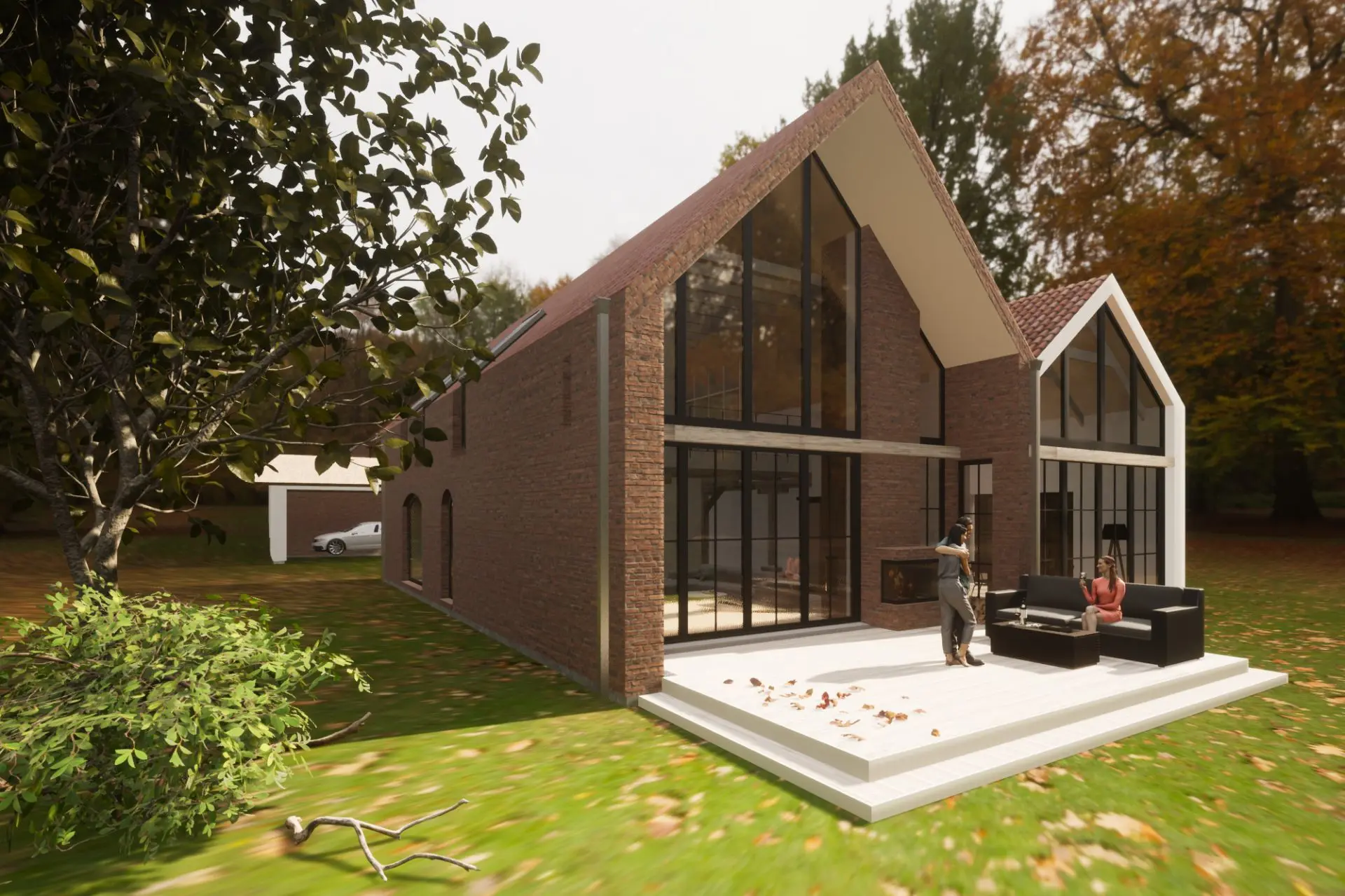 Hofanlage zwei Einfamilienhäuser mit Klinkerfassade und Remise auf Fehmarn, Ostsee, Architekt Michael Flagmeyer