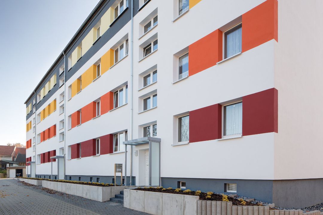 Farbkonzept Mehrfamilienhaus Block Plattenbau 08 MP WBS 70 Bleicherode WBG Südharz Nordhausen, Architekt Michael Flagmeyer