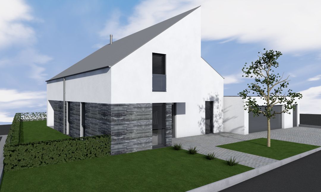 Neubau modernes Einfamilienhaus mit Satteldach in Deuna, Architekt Michael Flagmeyer