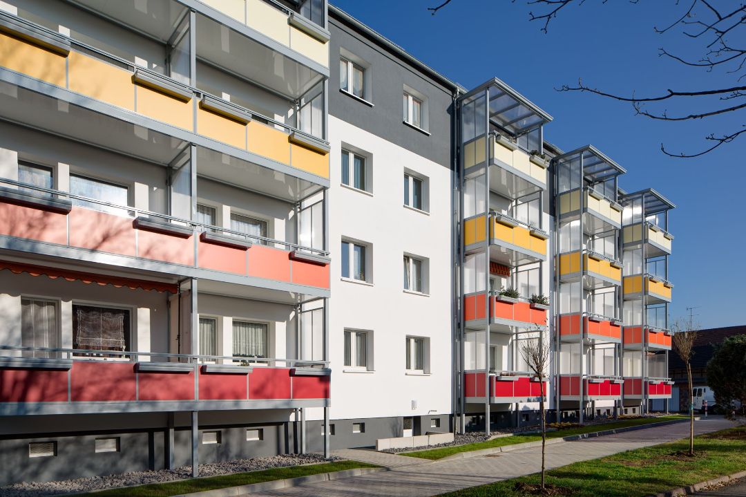 Farbkonzept Mehrfamilienhaus Block Plattenbau 08 MP WBS 70 Bleicherode WBG Südharz Nordhausen, Architekt Michael Flagmeyer