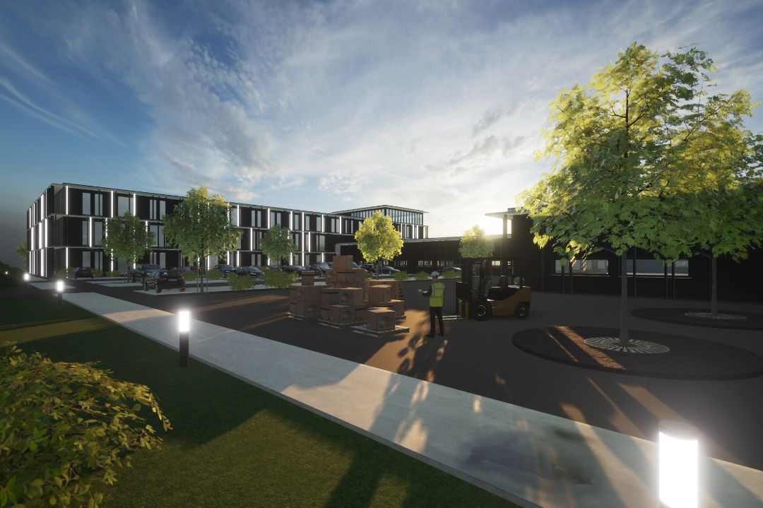 Neubau Produktionsstätte mit Bürogebäude, Verwaltungsgebäude auf 9000 m2, Architekt Michael Flagmeyer