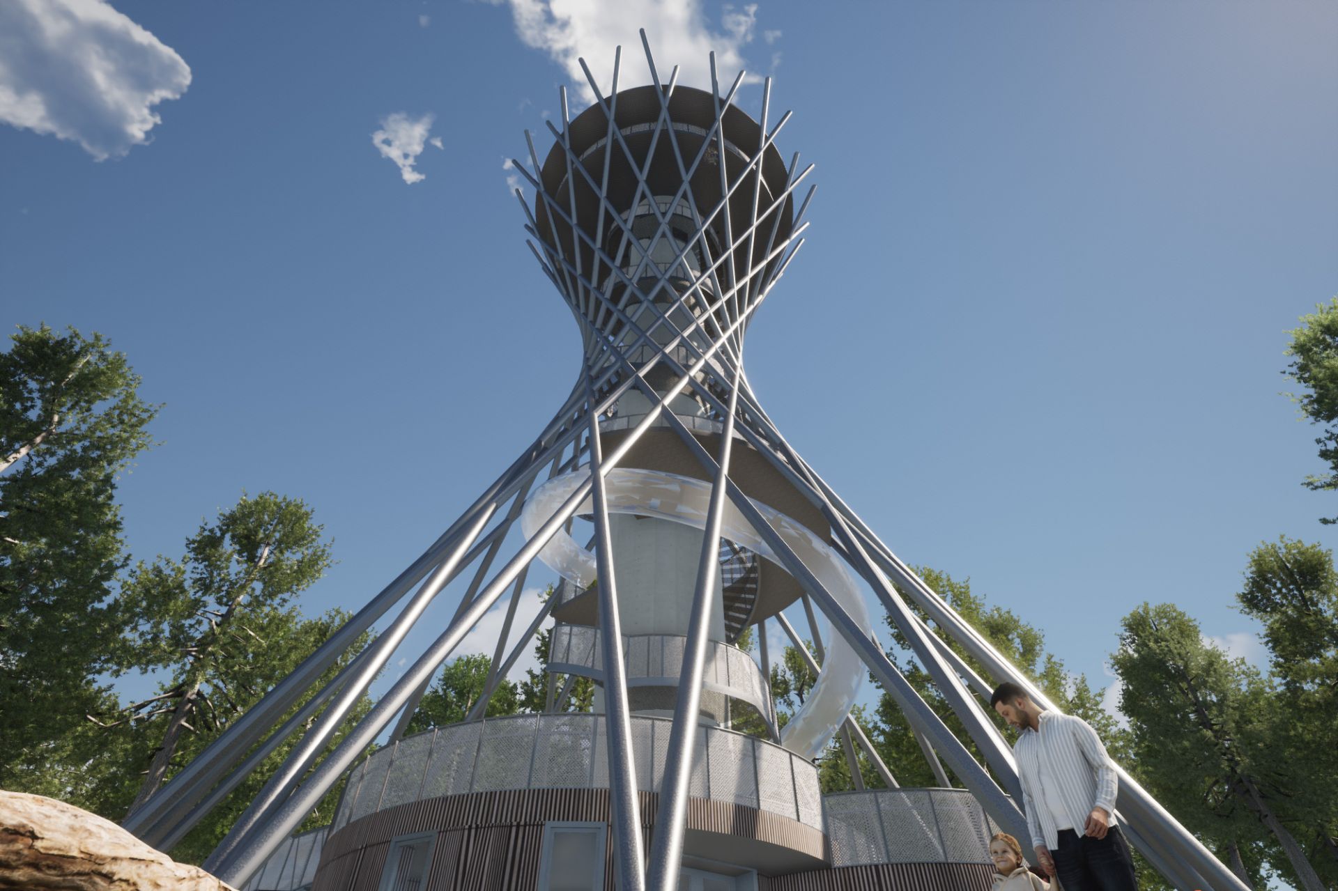 Neubau Harzer Hexenreich Turm mit Funktionsgebäuden in Rothesütte, Architekt Michael Flagmeyer