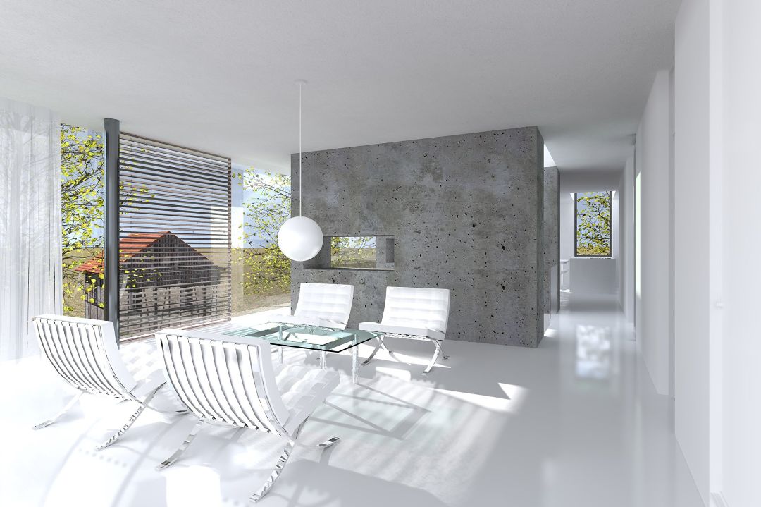 Neubau modernes Einfamilienhaus im kubischen Baustil mit Lärchenholzfassade in Pößneck, Architekt Michael Flagmeyer