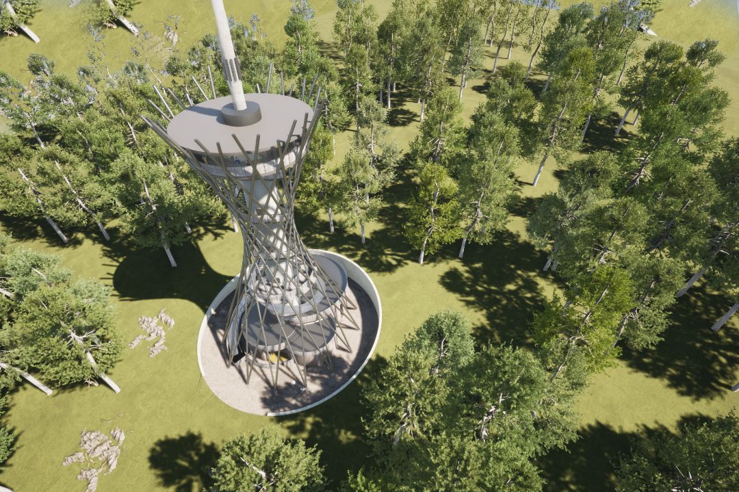 Neubau Harzer Hexenreich Turm mit Funktionsgebäuden in Rothesütte, Architekt Michael Flagmeyer