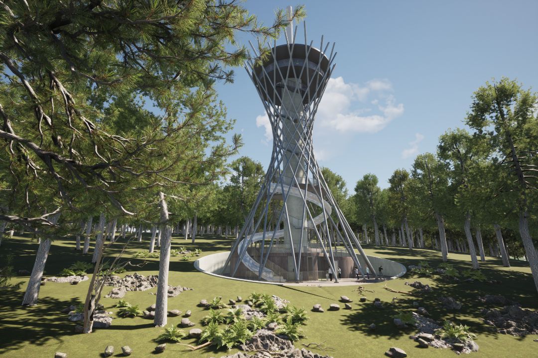 Neubau Harzer Hexenreich Turm mit Funktionsgebäuden in Rothesütte, Architekt Michael Flagmeyer